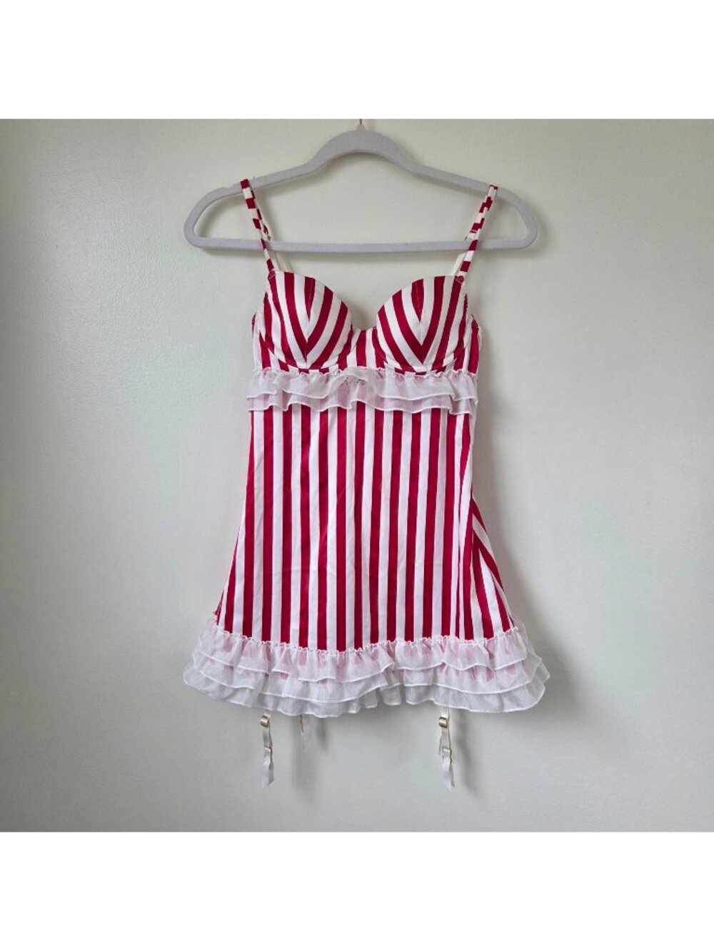 Victoria's Secret Candy Stripe Babydoll Slip Lingerie Size 34B